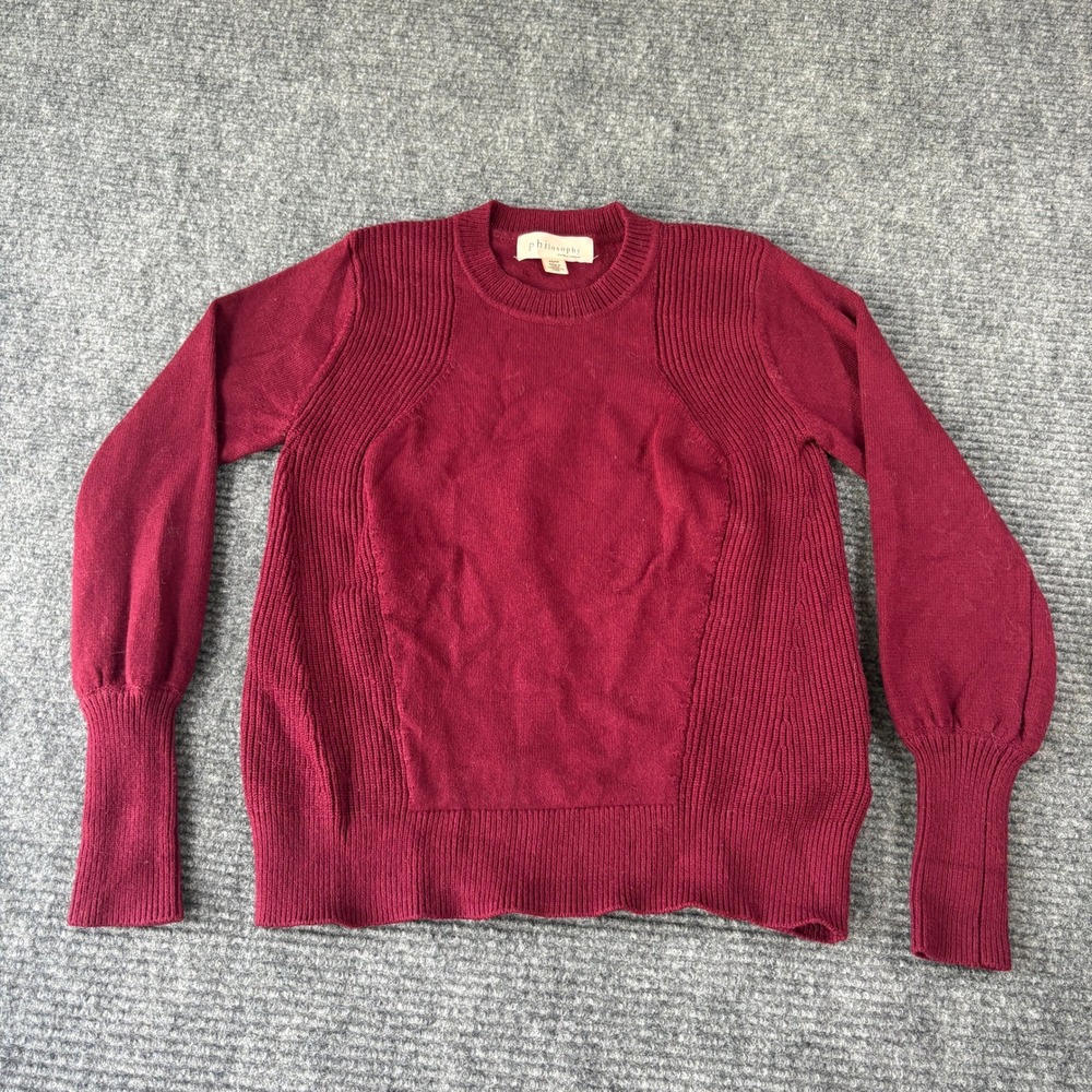 Philosophy Republic Clothing Burgundy Ribbed Mixed Knit Crewneck Sweater XS